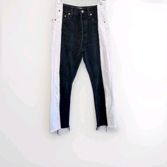 Two-Tone Black and White Flare Jeans - Picture 3 of 5